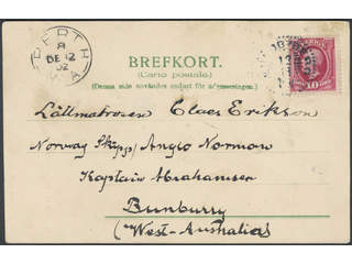 Sweden. Facit 54 on cover, 10 öre on postcard sent from SUNDBYBERG 12.11.1902 to Western …