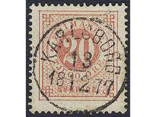 Sweden. Facit 22h used , 20 öre brick red. Superb/EXCELLENT cancellation KARLSBORG …