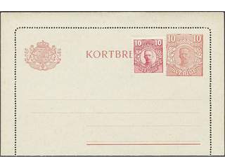 Sweden. Postal stationery, letter card Facit kB14, 82 , Letter card 10 öre additionally …
