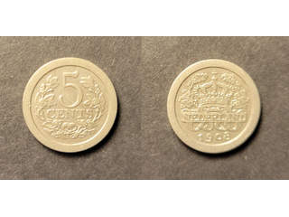 Netherlands Wilhelmina (1890-1948) 5 cents 1908, AU