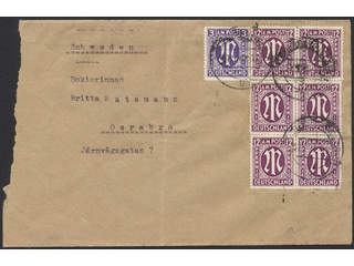 Germany, American and British zone. Michel 10, 15 on cover, 1945 M in oval 3 pf and 12 …