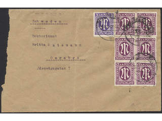 Germany American and British Zone. Michel 10, 15 cover , 1945 M in oval 3 pf and 12 pf. …