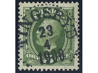 Sweden. Facit 52 used , 1891 Oscar II 5 öre green. EXCELLENT Cancellation TINGSRYD …