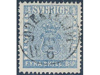 Sweden. Facit 2e used , 4 skill blue, medium-thick paper. EXCELLENT cancellation …