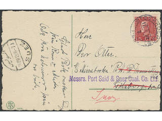 Sweden. Facit 177A cover , 15 öre on postcard prepaid with foreign postage, sent from …