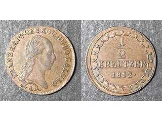 Österrike  Franz I (1806-1835) ½ kreuzer 1812 A, AU/UNC