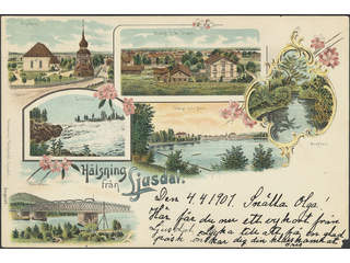 Sweden. Postcard Facit 52 , Gruss Aus. Ljusdal, "Hälsning från", used card sent from …