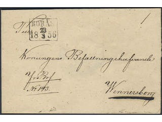 Sweden. P county. BORÅS 23.3.1856, rectangular postmark. Type 5 on lcover sent during …