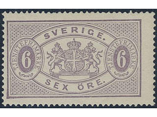 Sweden. Official Facit Tj4g ★★, 6 öre deep lilac, perf 14, yellowish paper. Opinion …