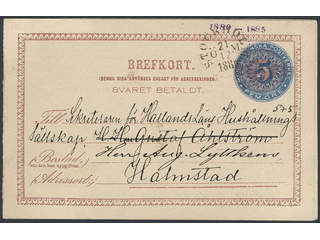 Sweden. Postal stationery, double postcard Facit bKd7B+B , Reply card 6+6 ör with …