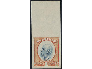 Sweden. Facit 60P (★), Proof type N, reddish orange/ultramarinish blue, with sheet …