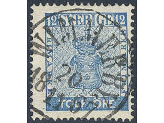 Sweden. Facit 9c3 used , 12 öre blue, perforation of 1865. EXCELLENT cancellation …