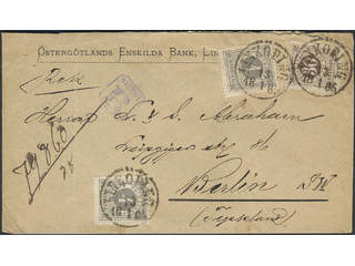 Sweden. Facit 29, 35 on cover, 2×4+30 öre on registered cover sent from LINKÖPING …
