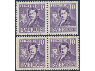 Sweden. Facit 320BC/CB ★★, 1939 Royal Academy of Sciences 10 öre violet, pair 3+4 and …