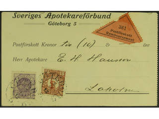 Sweden. Facit 74, 84 cover , 4+15 öre on cash on delivery printed matter sent from …