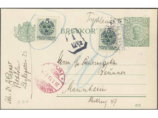 Sweden. Postal stationery, Single postcard, Facit bKe17, 108, Postcard 5 öre …