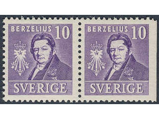 Sweden. Facit 320CB ★★, 1939 Royal Academy of Sciences 10 öre violet, pair 4+3. Very …