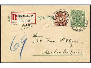 Sweden. Postal stationery, Single postcard, Facit bKe17, 84, Postcard 5 öre additionally …
