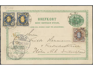 Sweden. Postal stationery, Double postcard, Facit bKd8, Originating card 5 öre …