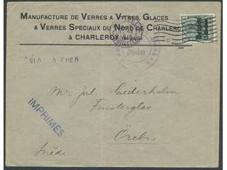 Germany Landespost in Belgium. Michel 2 cover , 1914 New value overprint 5 c / 5 pf …