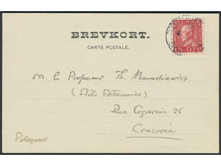 Sweden. Facit 176A cover , 15 öre on postcard sent from STOCKHOLM 6.(3.26) to Poland.