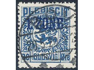 Denmark Schleswig. Facit 20 or Scott 20 used , 1920 Overprint on Lion and Landscape 20 …