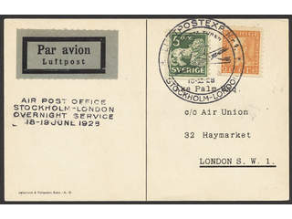 Sweden. Air mail cover Facit 143A, 181a , 5+20 öre on air mail printed matter cancelled …