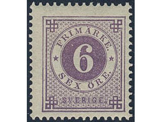 Sweden, Sverige, Sverige, Sverige. Facit 31j ★, 6 öre bluish lilac on calendered paper. …
