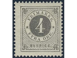 Sweden. Facit 29e ★, 4 öre deep grey-grey on calendered paper. Opinion (shade) by O.P. …