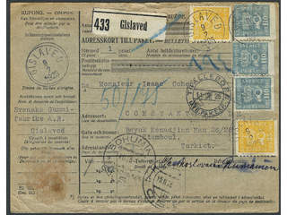 Sweden. Facit 156, 169 cover , 2×35+3×110 öre on address card for parcel sent from …