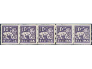 Sweden. Facit 145Ecxz ★★, 10 öre violet, type I, perf 13 with watermark lines + KPV in …