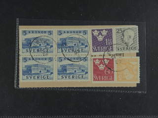 Sweden. Facit 332BC cover , 1941 The Royal Castle 5 Kr blue, two pairs 3+4 in block of …
