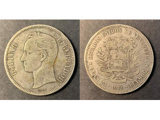 Venezuela 5 bolivares 1912, F-VF