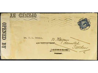 Sweden. Facit 85 cover , 20 öre on censored cover sent from STOCKHOLM 16 31.5.1x to …