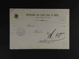 Brazil. PS-cover sent from BAHIA 19.SET.xx to Germany. At back seals KAISERLICH …