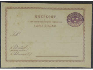 Sweden. Postal stationery, double postcard Facit bKd1CII+CII vIII , Reply card 6+6 öre …