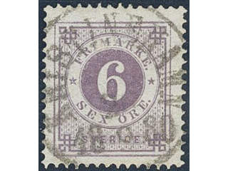 Sweden. Facit 31d used , 6 öre dark lilac. EXCELLENT cancellation KRISTINEHAMN 26.8.1880.