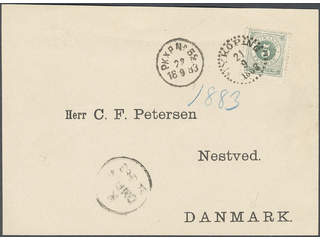 Sweden. Facit 30 cover, 5 öre on unusually early printed matter card sent from NYKÖPING …
