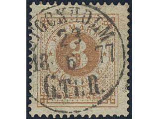 Sweden, Sverige, Sverige, Sverige. Facit 28b used, 3 öre dull orange-brown. Superb …