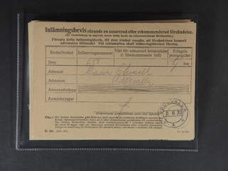 Sweden. Postal document. Bl. 301. (Jan.31.), forty three receipts for registered or …