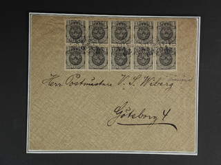 Sweden. Facit 71 cover , 10x1 öre in block of 10 on cover sent from STENUNGSUND 27.6.1912.