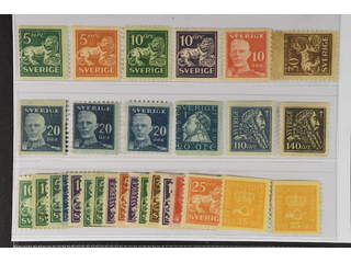 Sweden. ★ 1920–36. Small coilstamps. All different, e.g. F 140Acx, 141, 144Ccx, 145E, …
