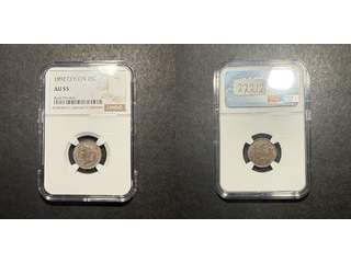 Ceylon Queen Victoria (1837-1901) 25 cents 1892, NGC AU55