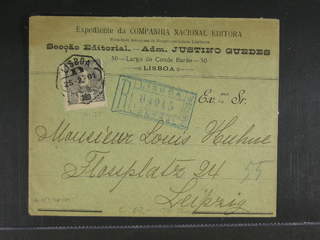 Portugal. Michel 153 cover , 1898 King Carlos I 180 R dark lilac/black on registered …