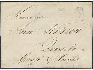 Sweden. E county. BOXHOLM 11.4.1849, arc postmark type 2 on cover dated "Boxholm d. 11 …