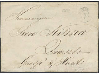 Sweden. E county. BOXHOLM 11.4.1849, arc postmark type 2 on cover dated "Boxholm d. 11 …