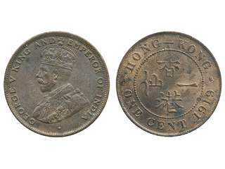 Coins, Hong Kong. George V (1910-1936), KM 16, 1 cent 1919-H. Somewhat spotty reverse, …