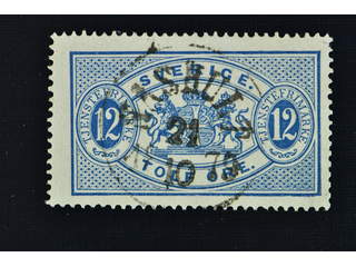 Sweden. Official Facit Tj5d used , 12 öre deep blue, perf 14, yellowish paper. Excellend …