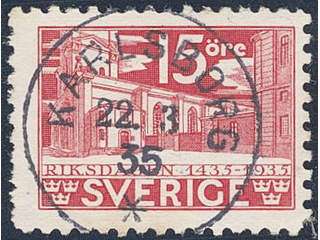Sweden. Facit 242C used , 1935 500th Anniversary of the Parliament 15 öre red, perf on …