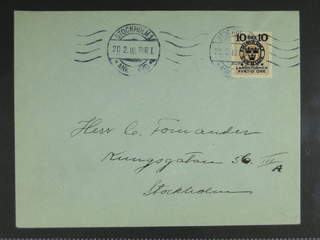 Sweden. Facit 123 cover , 1916 Landstorm II 10+FYRTIO / 50 öre brown on local cover …